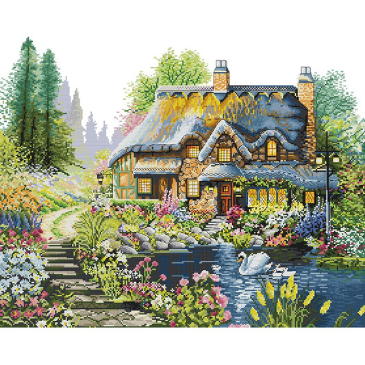 11ct Stamped Cross Stitch - Villa In The Forest(75*61cm)