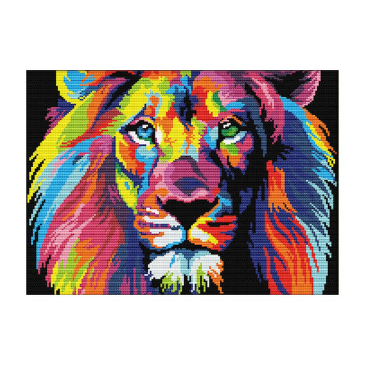 14ct Stamped Cross Stitch Colorful Lion (40*30cm)