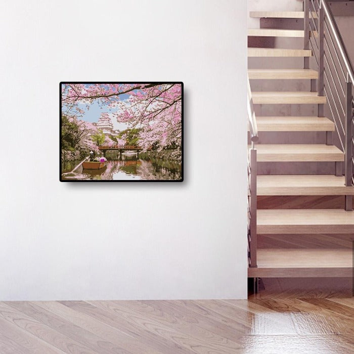 Oil Painting By Numbers Kits River Peach Blossom Color Drawing Picture
