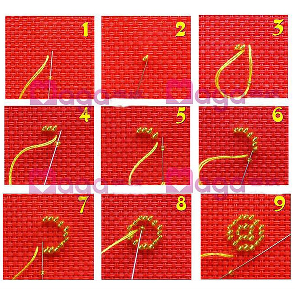 Chinese Knot Stamped Beads Cross Stitch Keychain