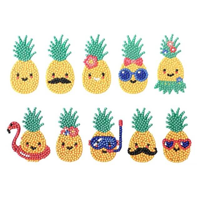 10 pieces pineapple round diamond painting stickers kit
