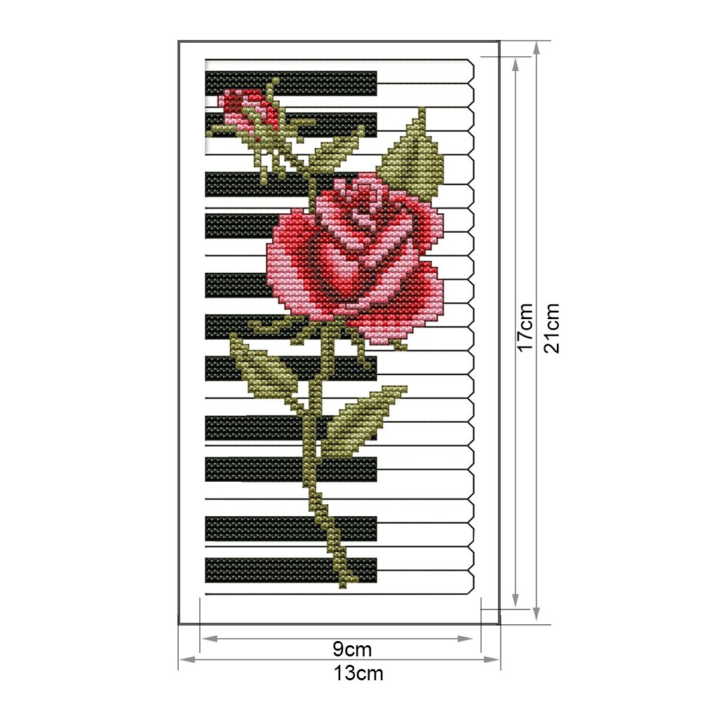 Ponto Cruz Estampado 14ct - Rose Piano (13*21cm)