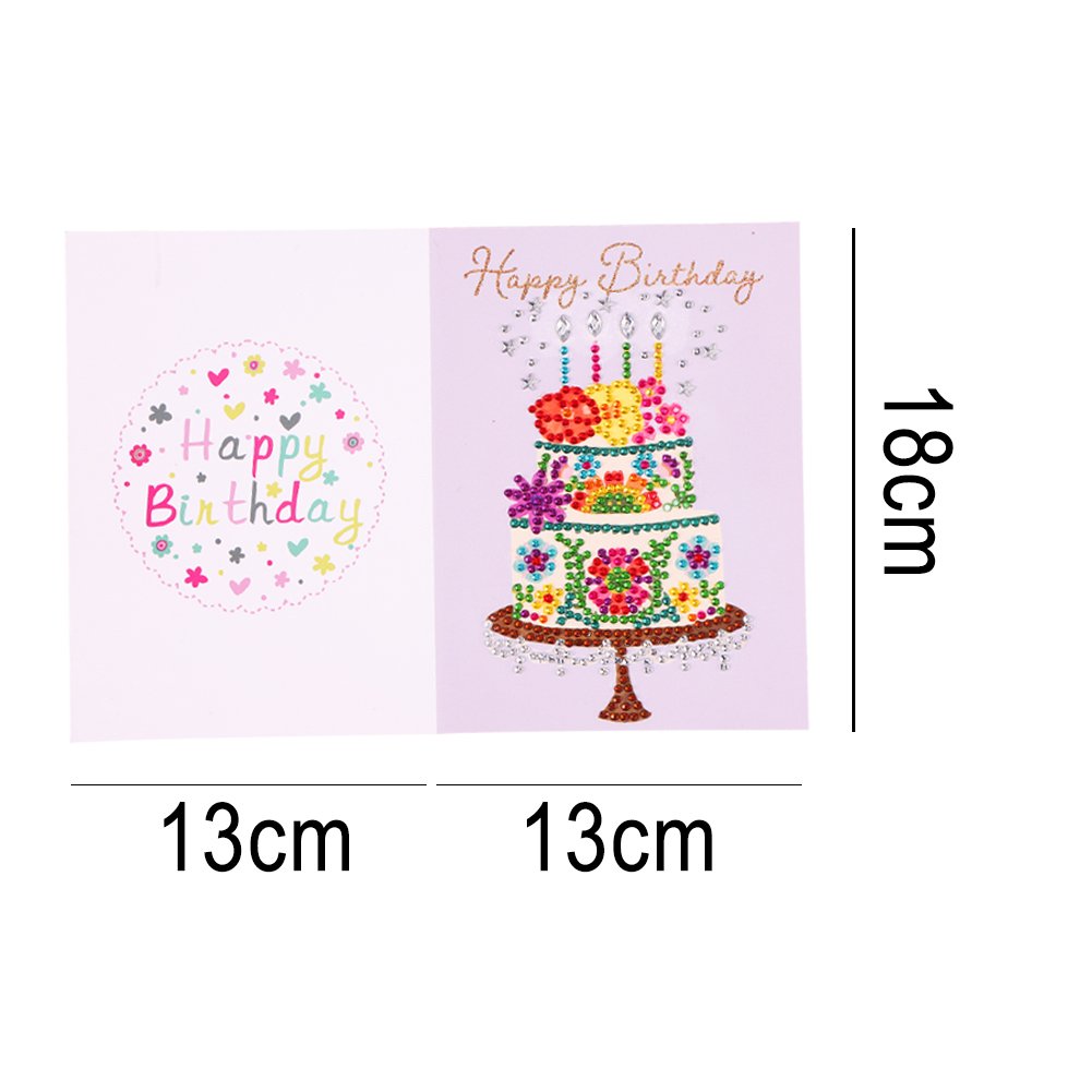 DIY 5D Diamond Painting Happy Birthday  Postcard - Cake