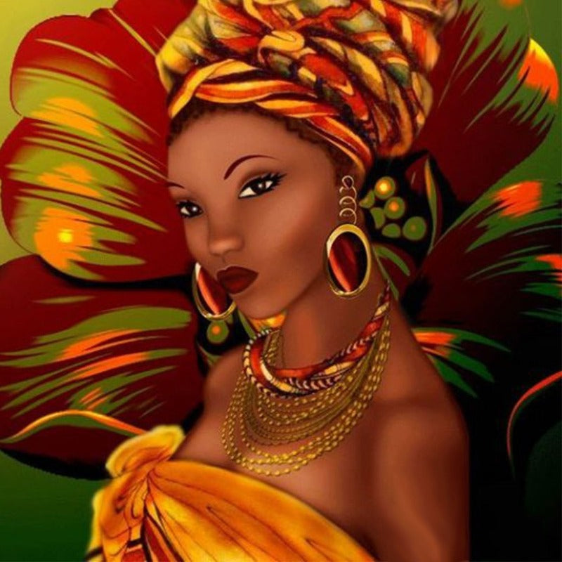 African Woman Full Round Diamond Painting Kits