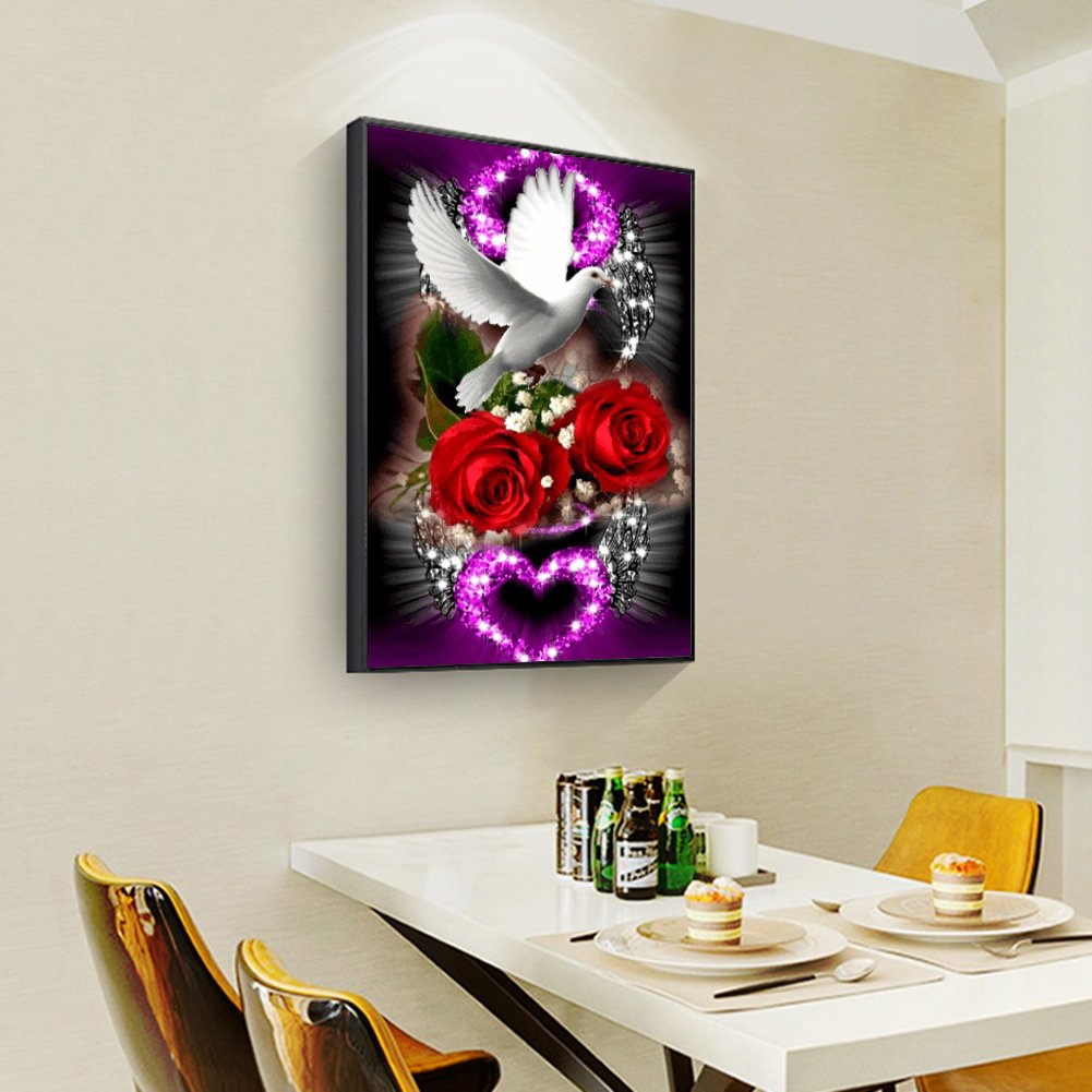Pintura Diamante - Redondo Completo - Amor Rosa(30*45cm)