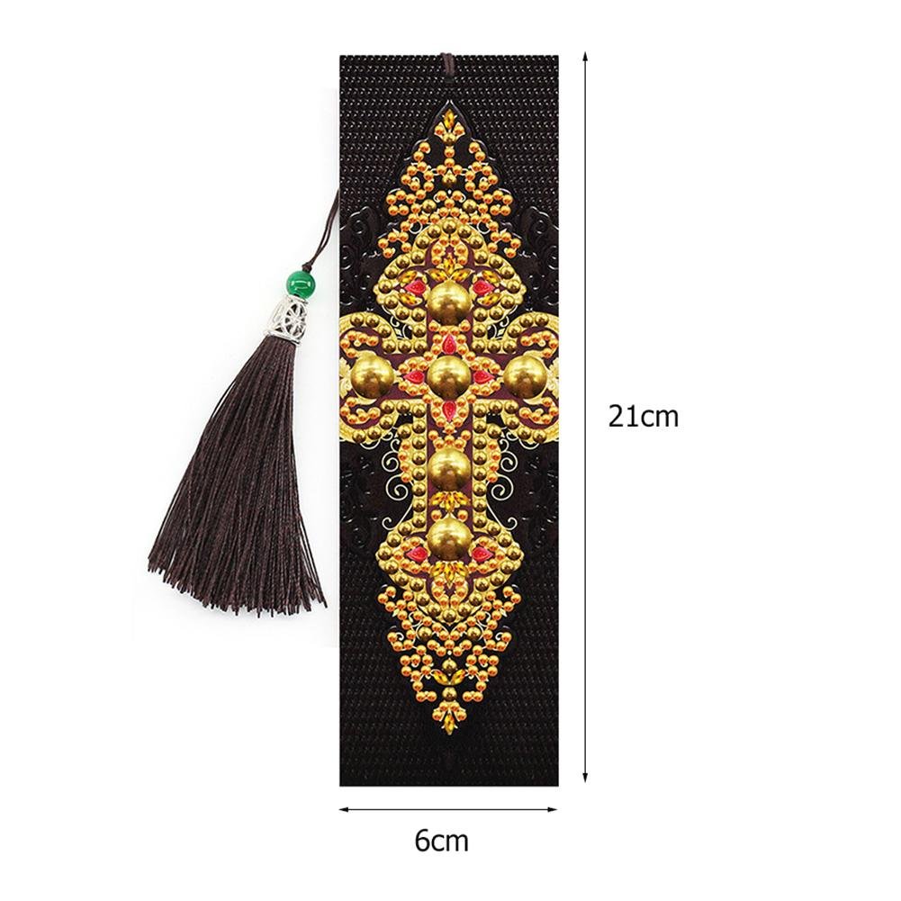 2x 5D DIY Diamond Painting Cross Leather Bookmarks Tassel Embroidery Craft