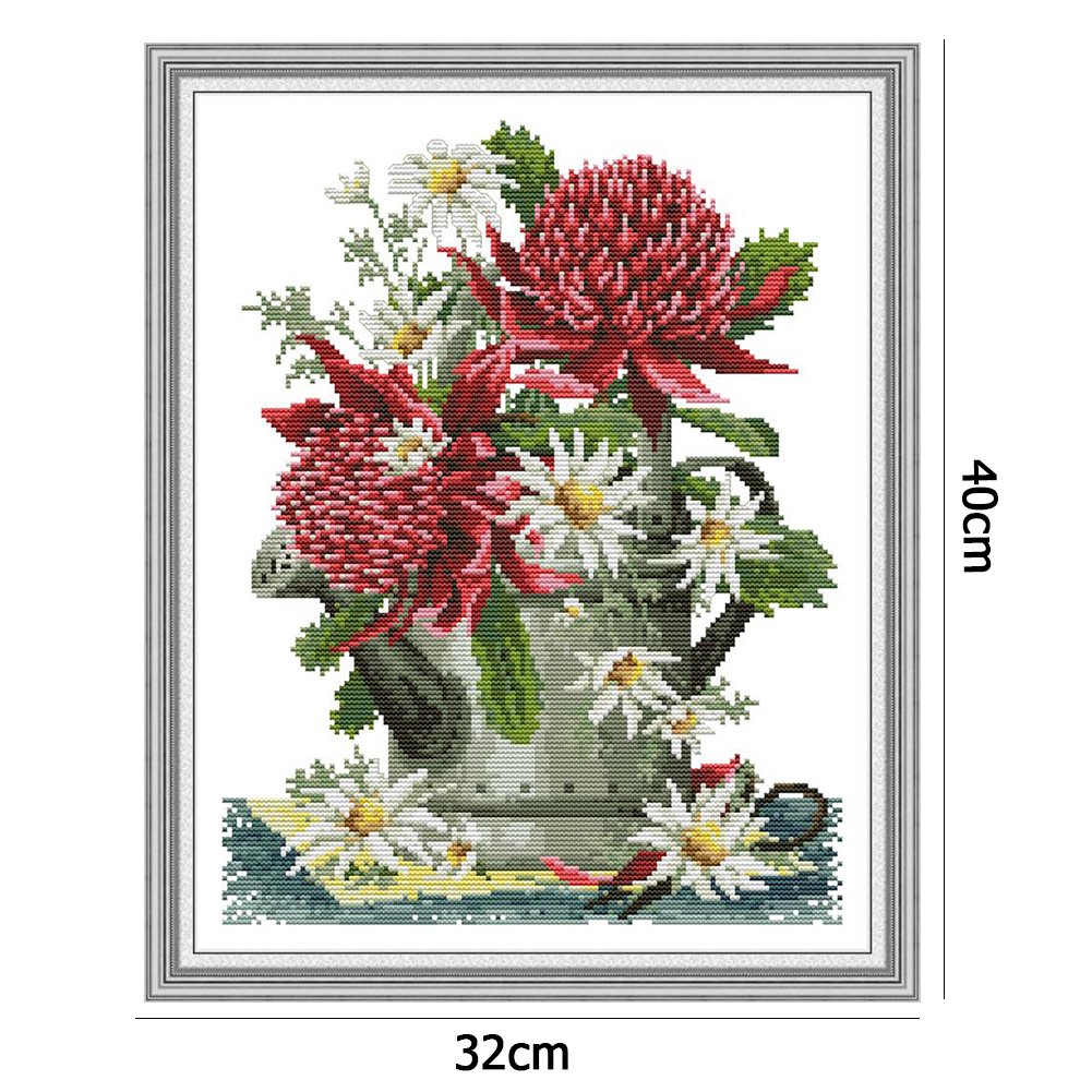 Punto de Cruz Estampado 14ct - Flor (40*32cm)