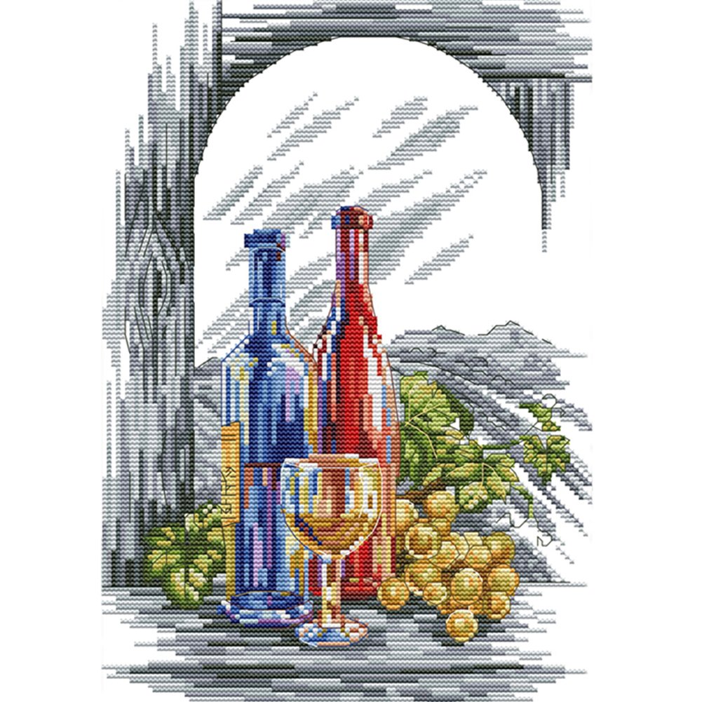 14ct Stamped Cross Stitch Wine Glass (36*27cm)