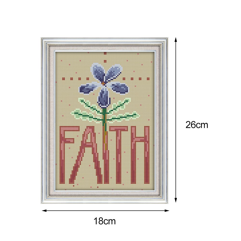 14ct Stamped Cross Stitch - Faith Purple Flower (26*18cm)