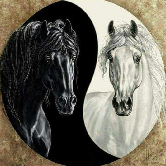Horses Black And White Diamond Painting Kit - DIY – Diamond Painting Kits