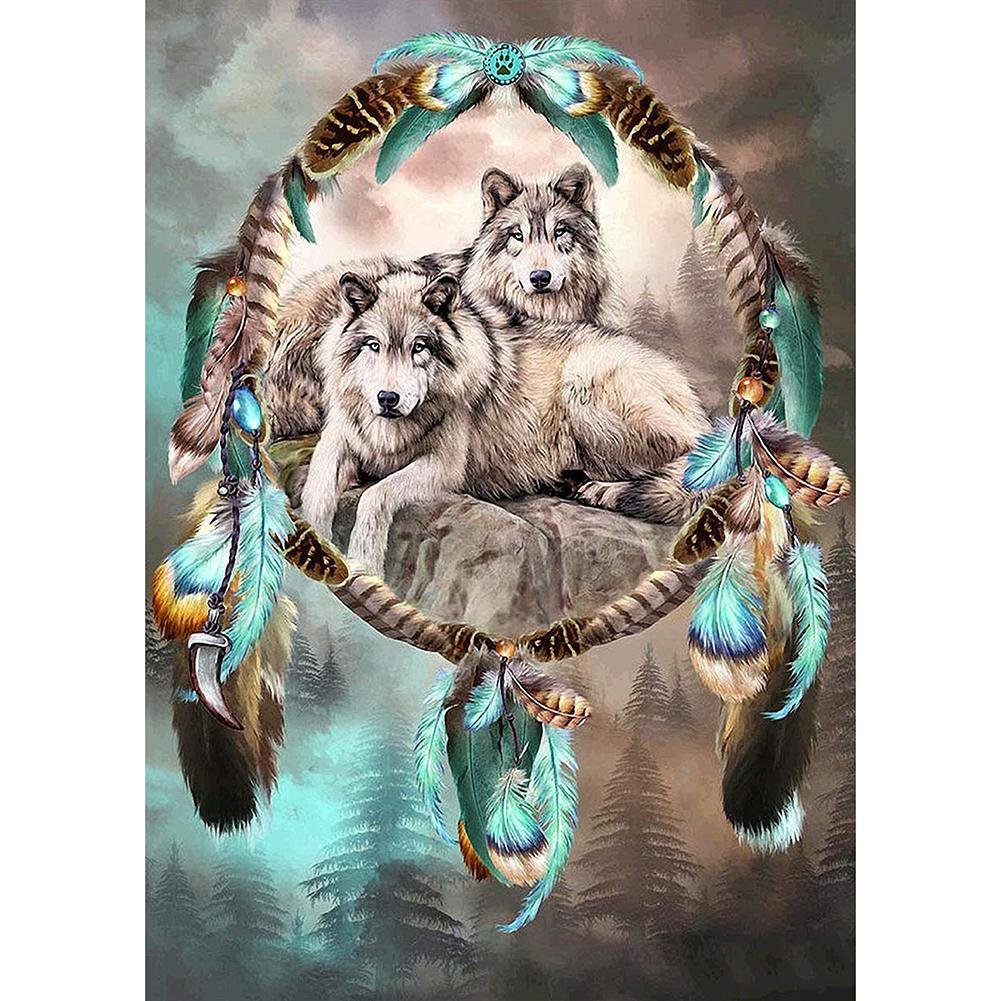 5D Diy Diamond Painting Kit Full Round Beads Wolf