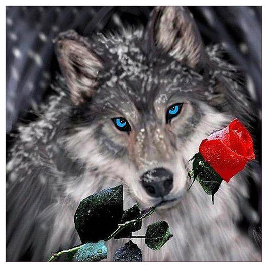 POENOEN Black Wolf 5D Diamond Painting Kits for Christmas, Animals DIY Full Drill Diamond Art Kits for Kids, Rhinestone Cross Stitch Diamond Dotz for