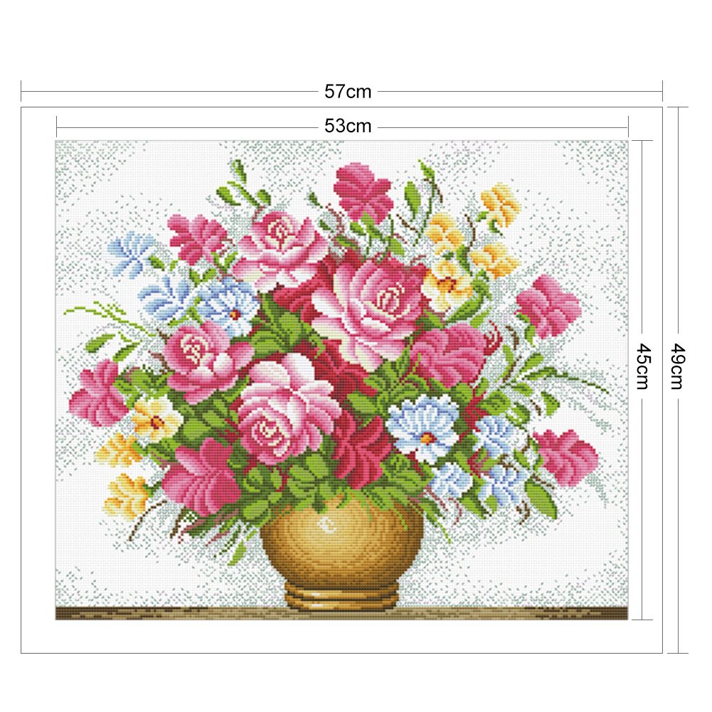 Punto de Cruz Estampado 11ct - Flores (57*49cm)