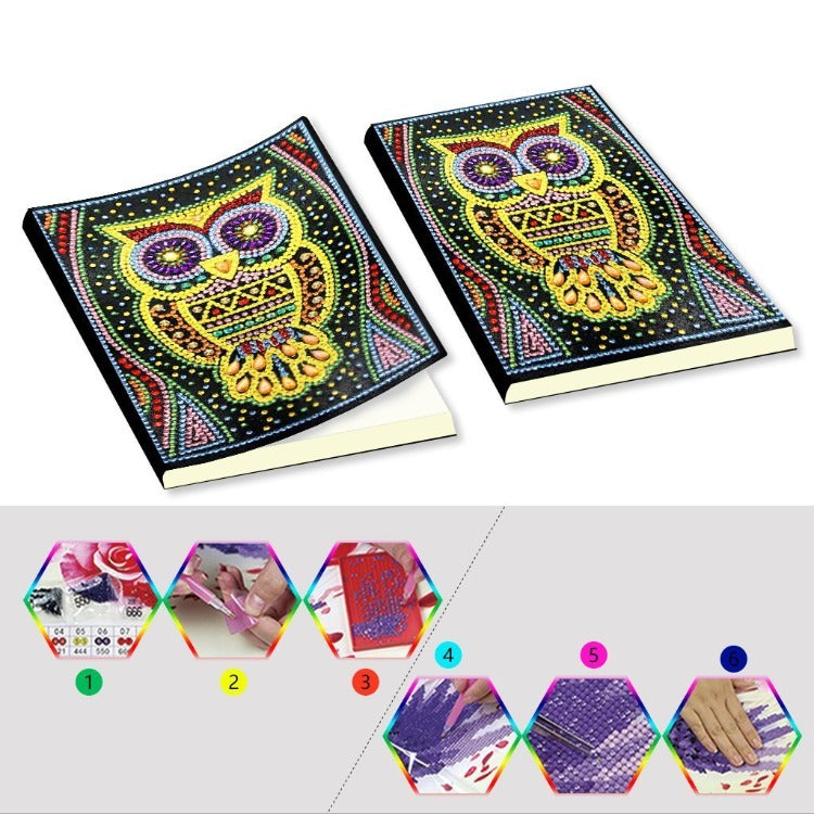 A5 5D Notebook DIY Part Special Shape Rhinestone Diary Book | Owl【diamondpaintingsart】