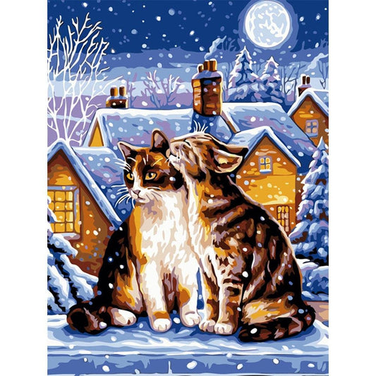 Paint By Number Oil Painting Snow Cats (40*50cm)