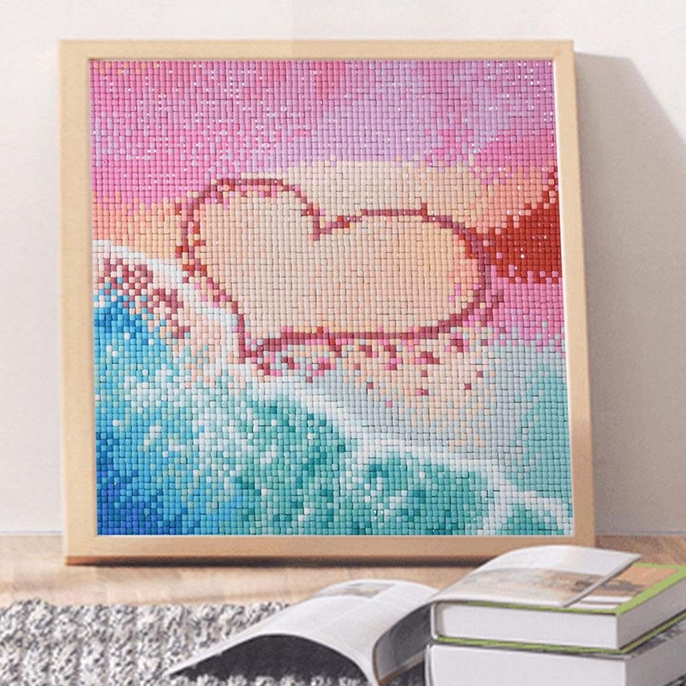Pintura Diamante - Quadrado Completo - Love Heart Beach
