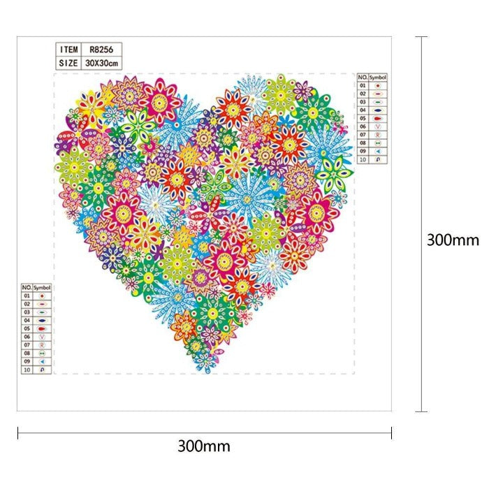 5D Diamond Painting (Part Drill) Crystal Rhinestone Flower Heart