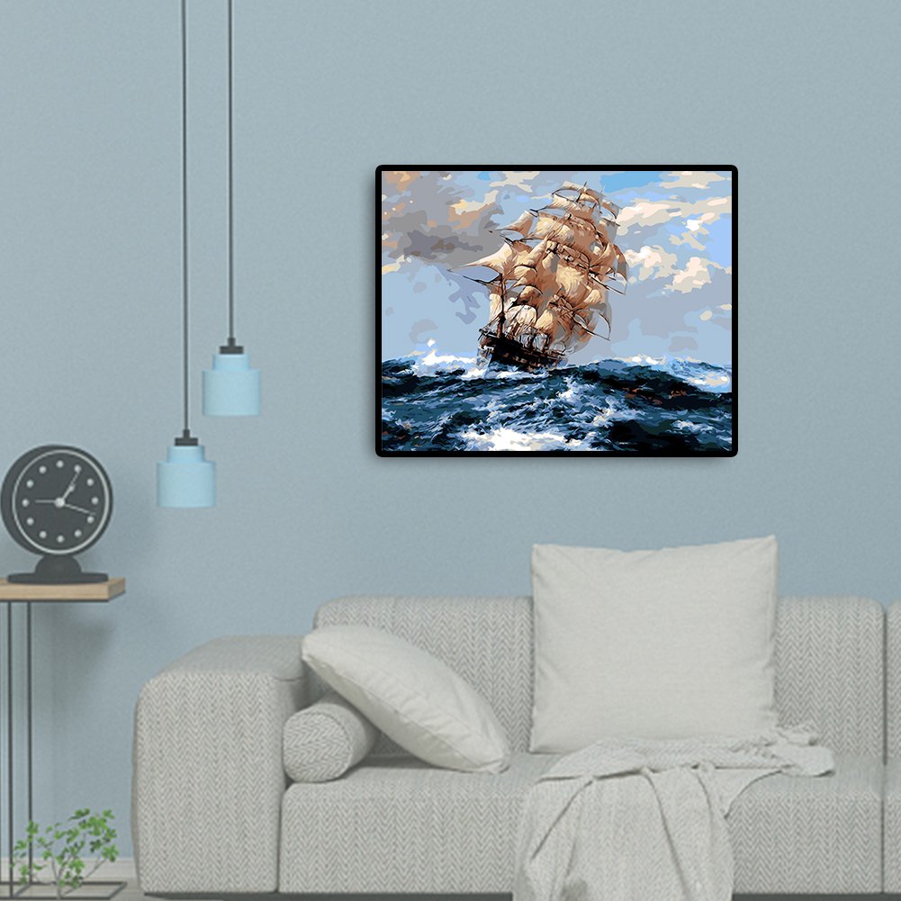 Paint By Number - Oil Painting - Sailboat At Sea (40*50cm)