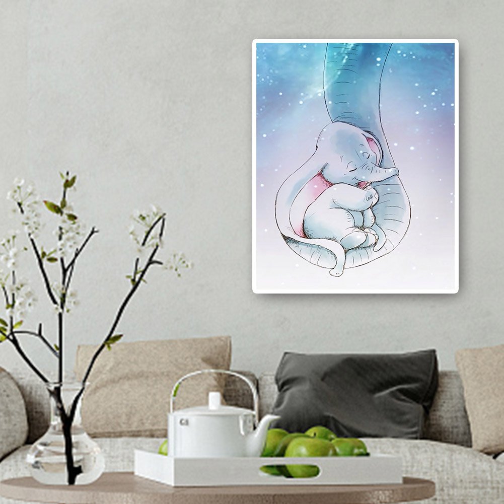 Pintura de diamante - Ronda completa - Elefante lindo