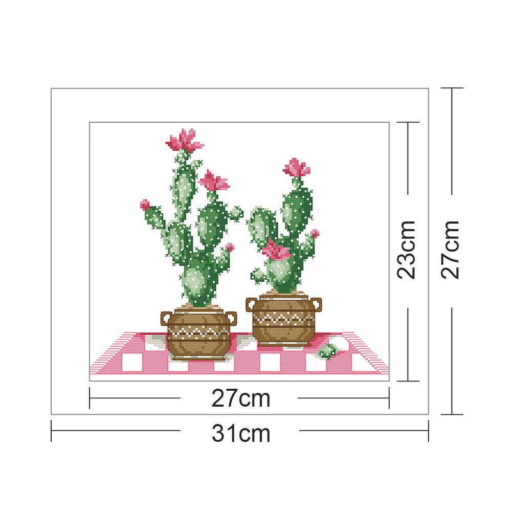 14ct Stamped Cross Stitch - Potted Cactus  (31*27cm)