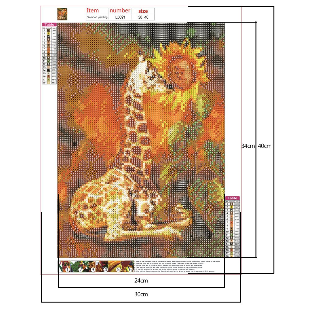 Pintura Diamante - Redondo Completo - Girafa C