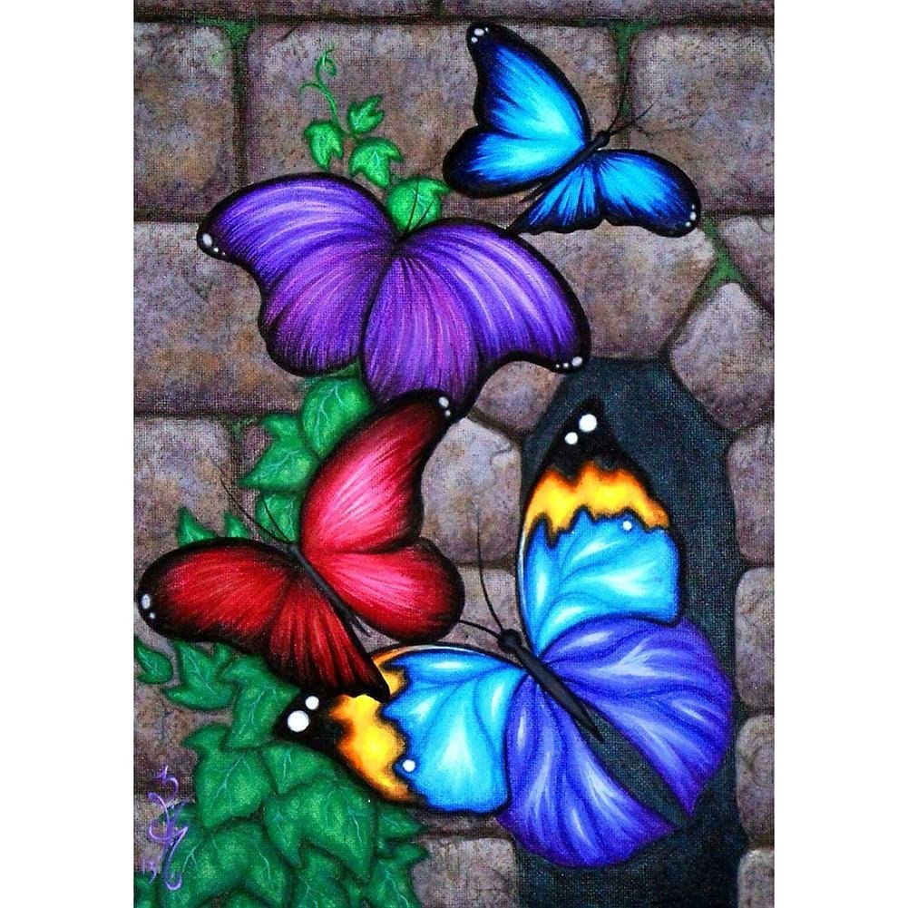 Diamond Painting Partial Round Colorful Butterflies