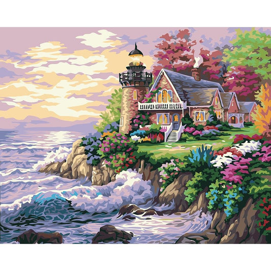 Sea House Paint By Number Oil Painting (40*50cm)