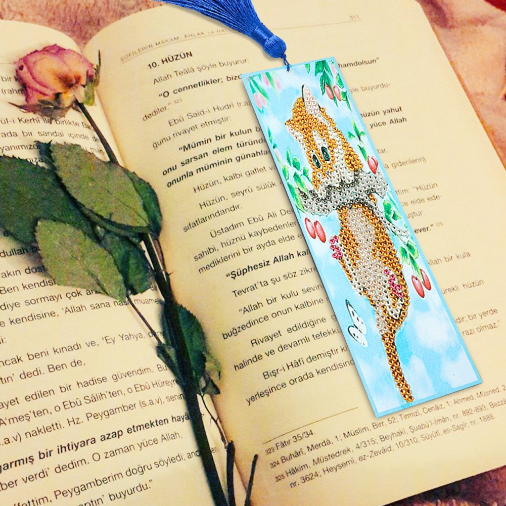 5D Diamond Painting Climbing Cat Bookmark Leather Page marker