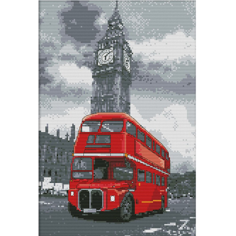 14ct Stamped Cross Stitch Street Bus (38*28cm)