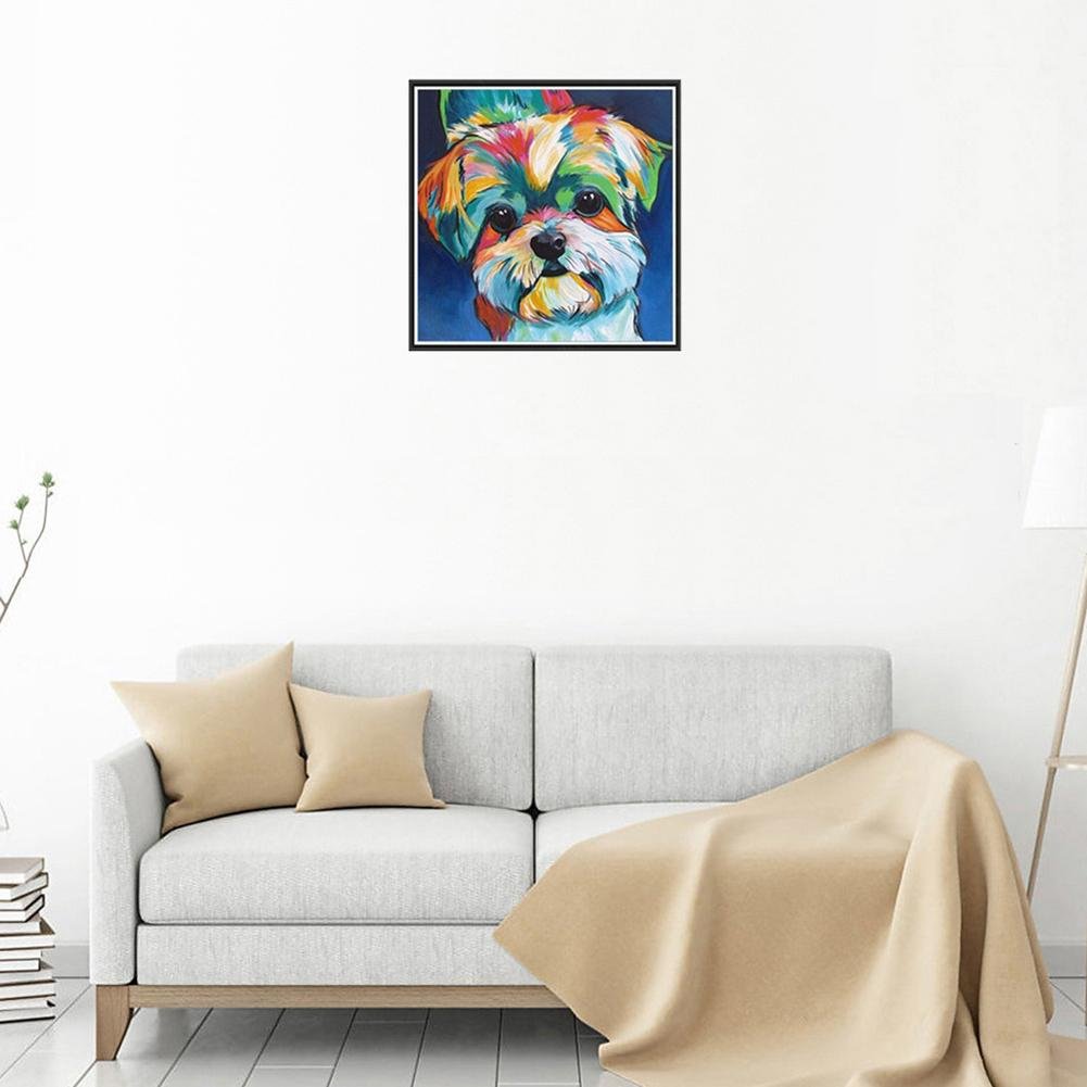 Diamond Painting - Partial Round - Lovely Colorful Dog
