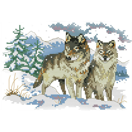 14ct Stamped Cross Stitch Wolves (26*18cm)