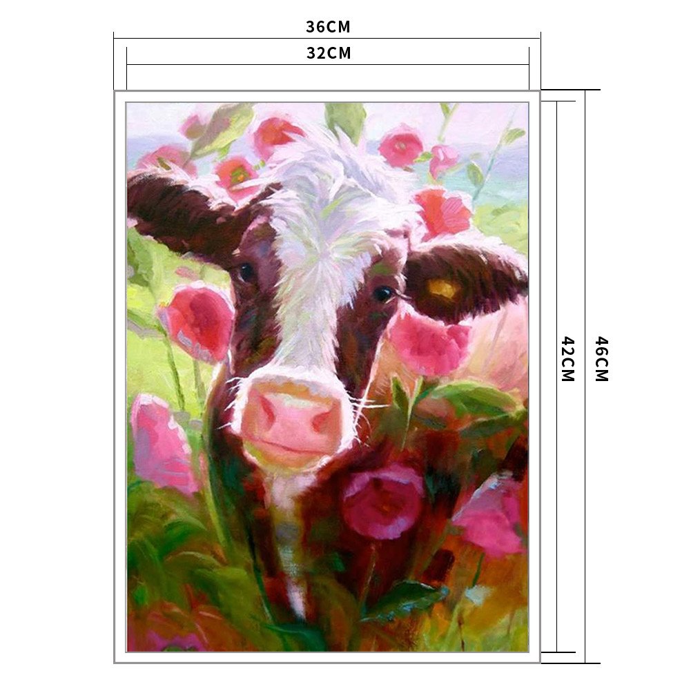 Ponto Cruz Estampado 11ct - Vaca Flor (36*46cm)