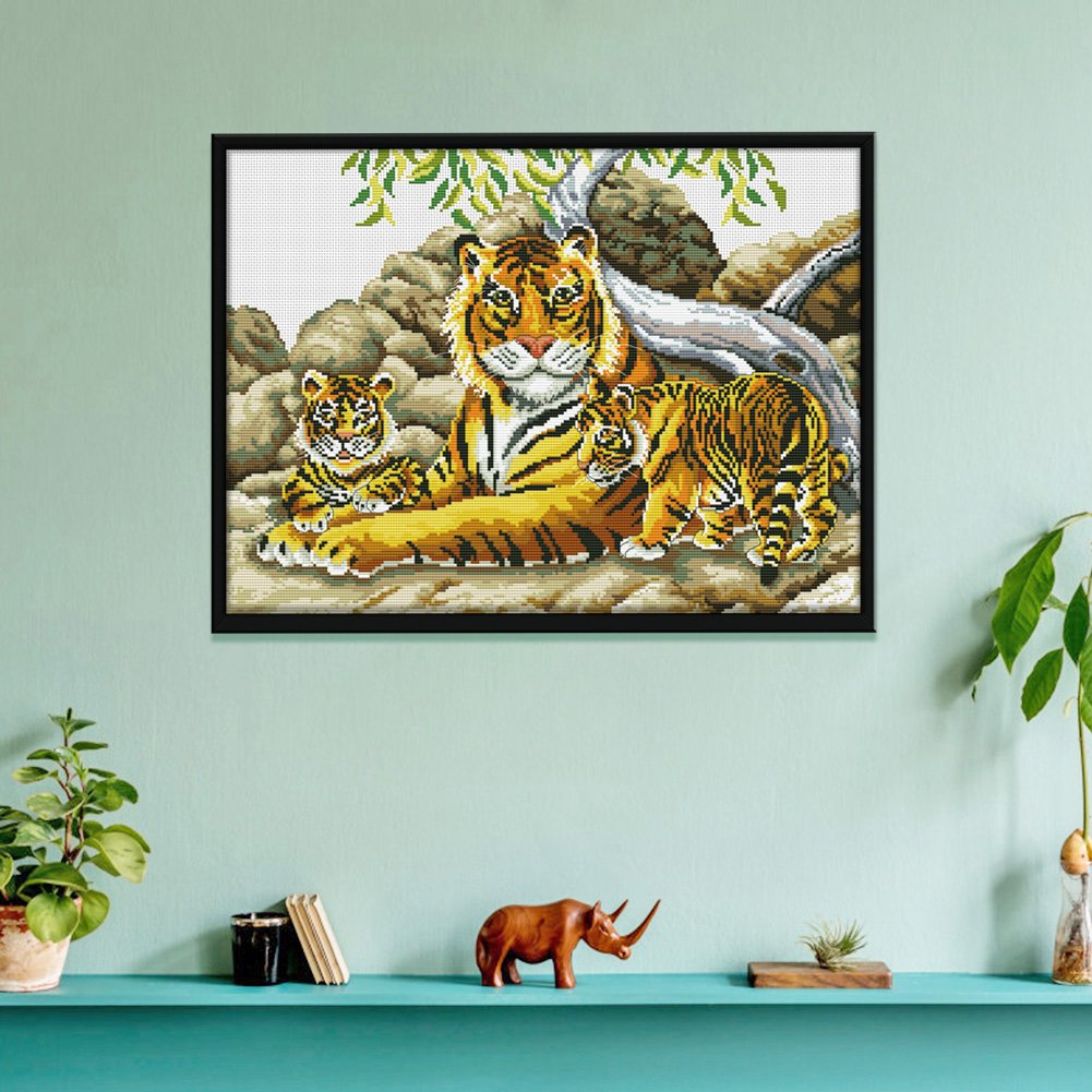 Ponto Cruz Estampado 11ct - Tigre Siberiano (61*47cm)