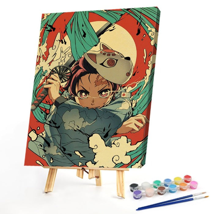 Oil Paint By Numbers DIY Anime Hand Painted Canvas Picture Craft Kit 