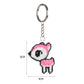 Stamped Beads Cross Stitch Keychain Pink Deer 