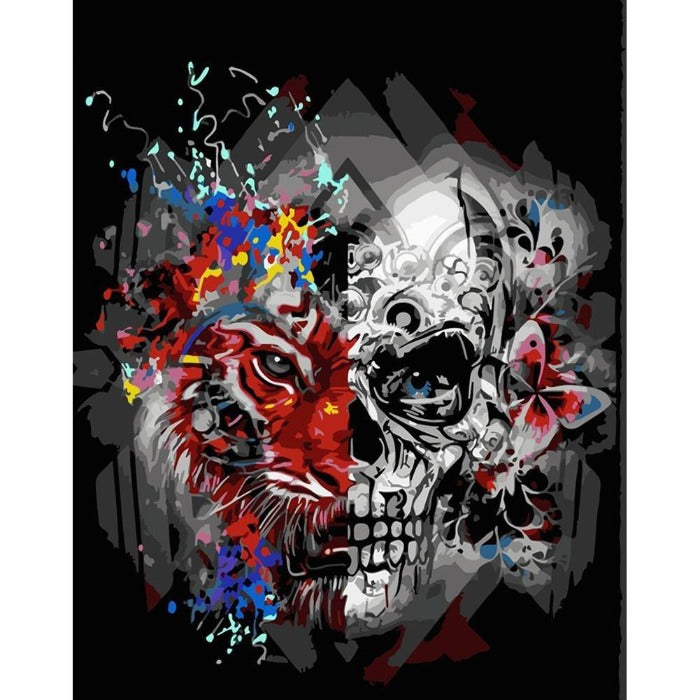DIY Paint By Number Oil Painting Abstract Skull Home Wall Decor