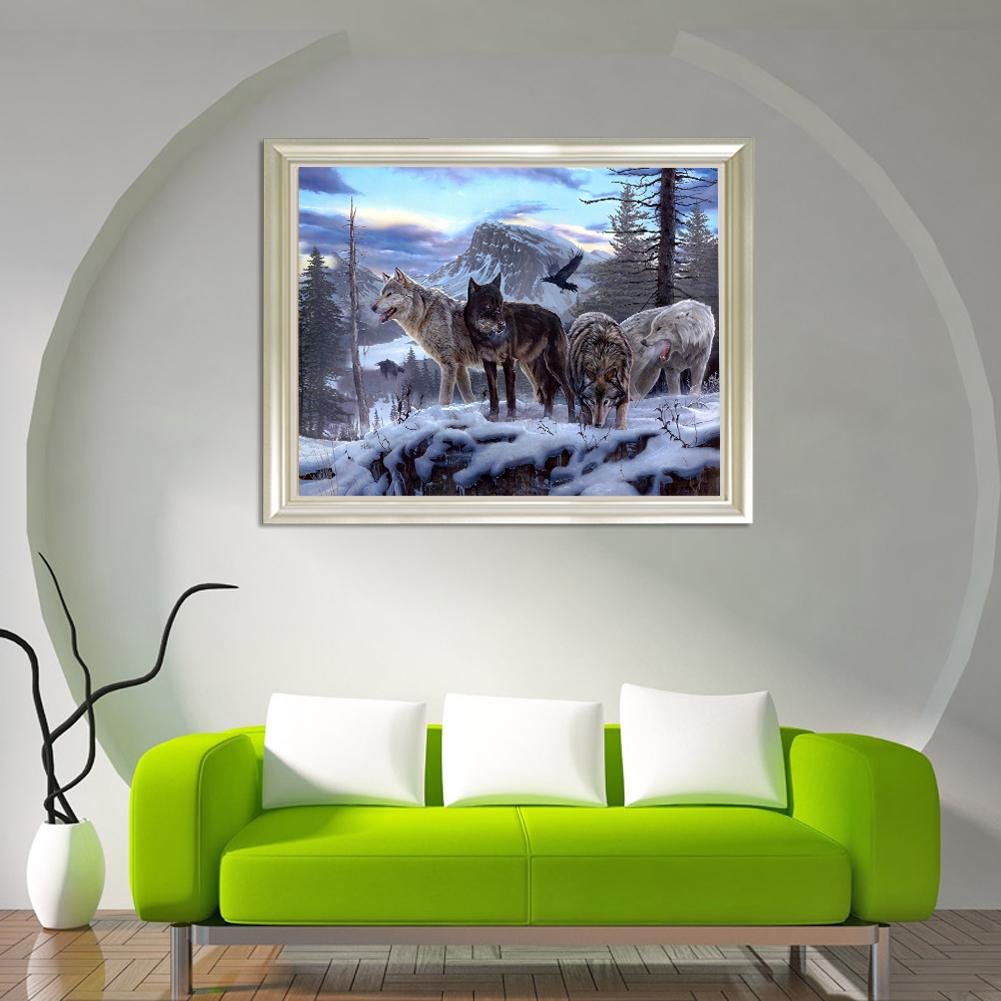 Pintura de diamante - Ronda parcial - Lobo de nieve
