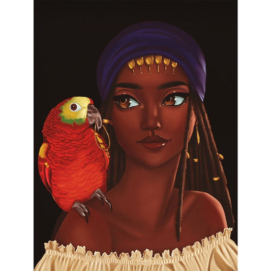 Full Round Diamond Painting Kits African Woman And Bird