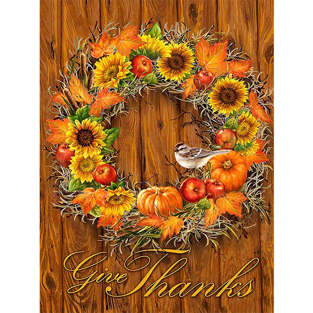 11ct Stamped Cross Stitch Fall Wreath (40*50cm)