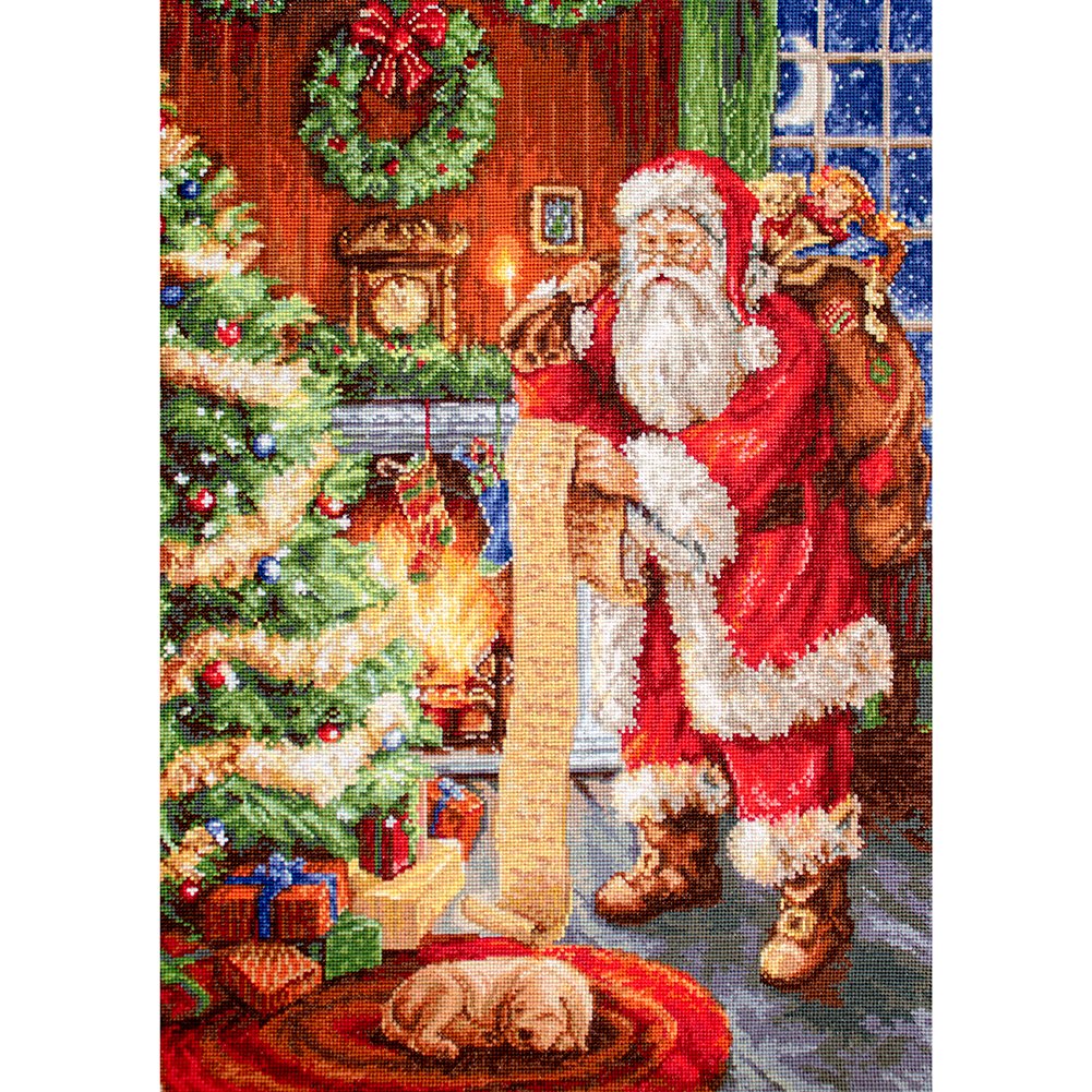 11ct Stamped Cross Stitch Santa in House (40*56cm)