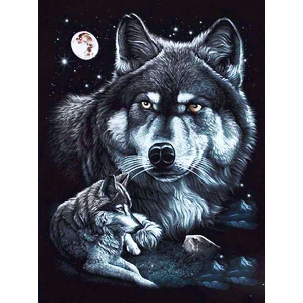 Diamond Mosaic Embroidery Kit Night Wolves
