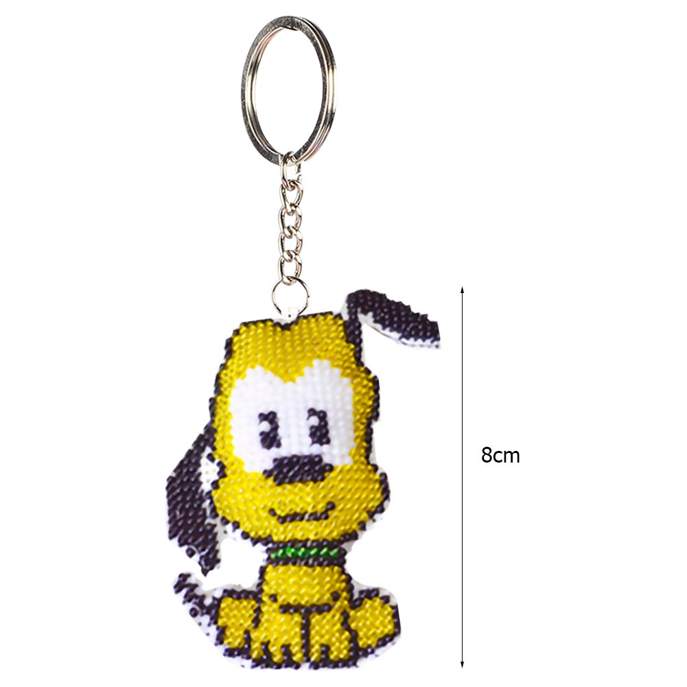 Stamped Beads Cross Stitch Keychain Dog 