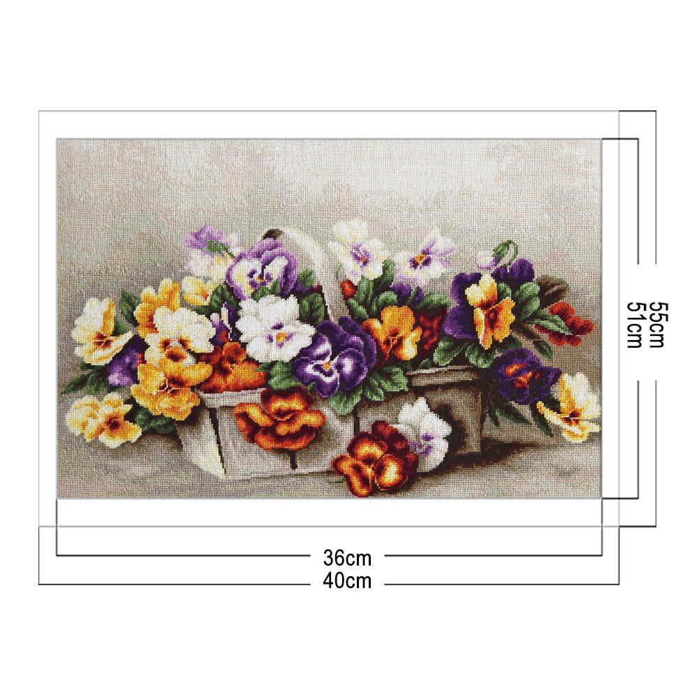 11ct Estampado Ponto Cruz - Cesta de Flores (55*40cm)