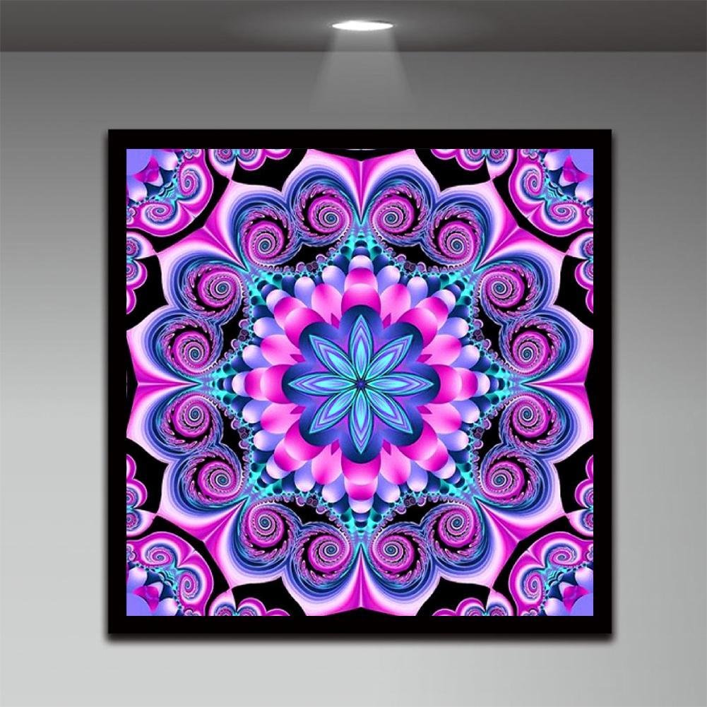 Pintura Diamante - Redondo Completo - Mandala Flor Geométrica