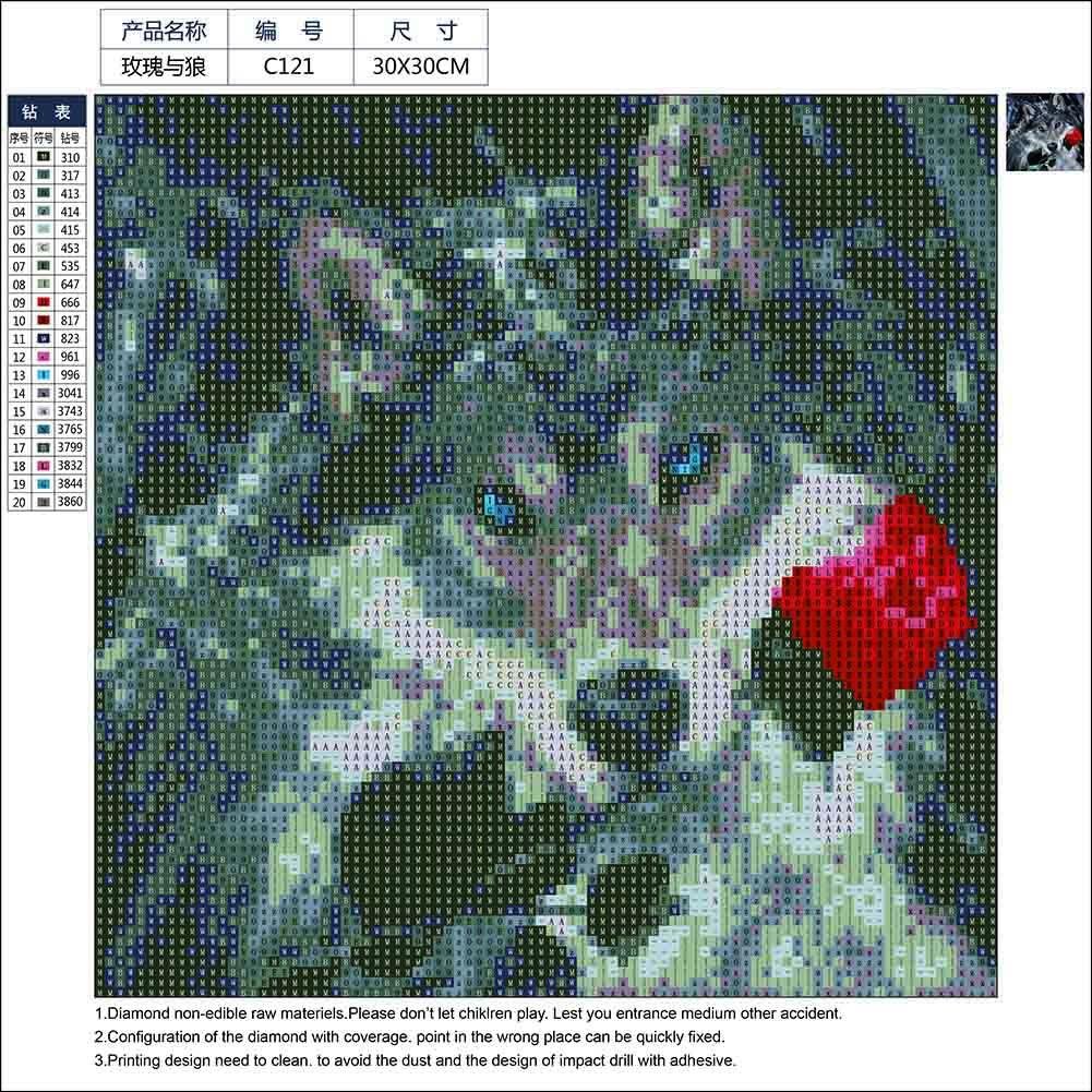 Diamond Painting - Full Round - Rose Wolf