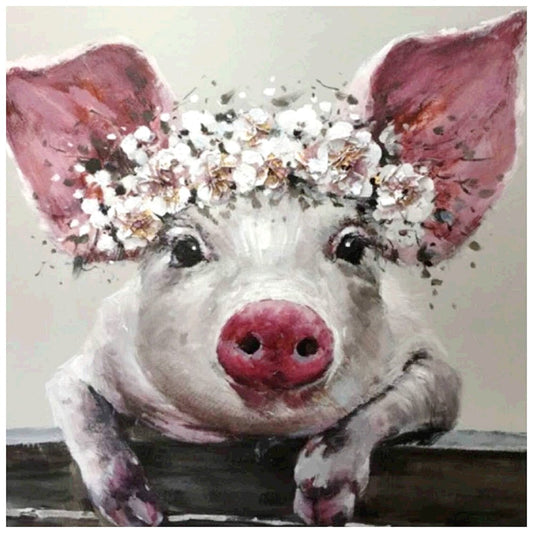 Diamond Painting - Full Round - Flower Pig