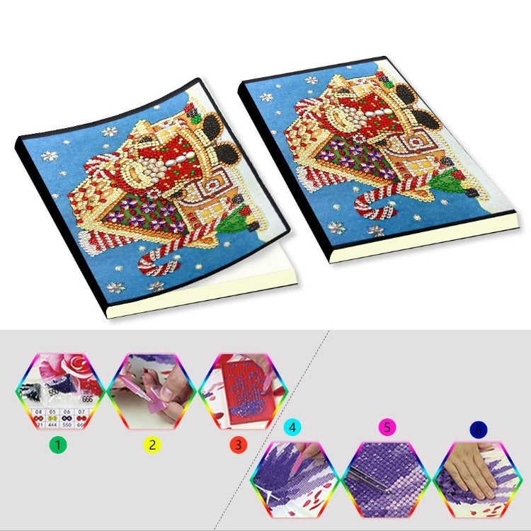 A5 5D Notebook DIY Part Special Shape Rhinestone Diary Book | Santa Claus