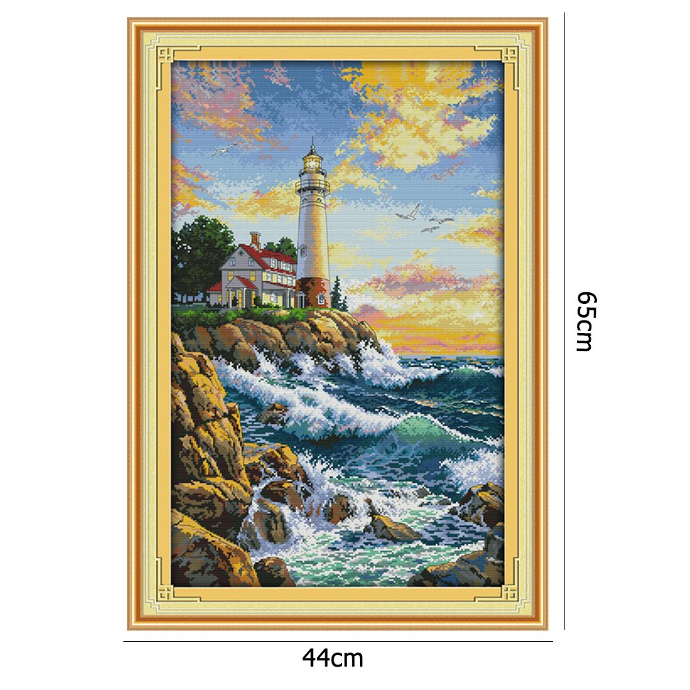 14ct Stamped Cross Stitch - Seaside Lighthouse (65*44cm)