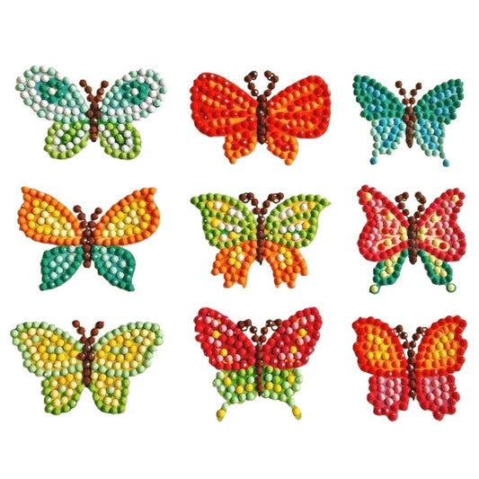 DIY completo taladro redondo mariposa diamante pintura niños dibujos animados pegatinas