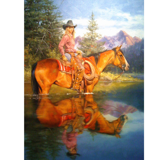Cowboy Full Round Square Diamond Painting Kits 50 x 70cm
